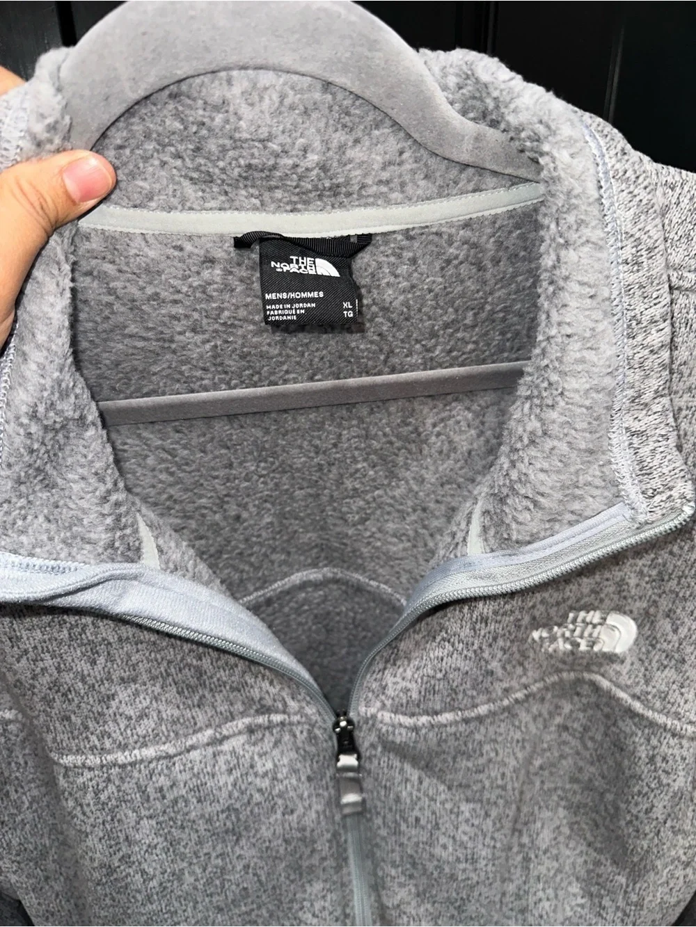 The North Face Men’s Light Gray Full-Zip Sherpa Fleece Jacket